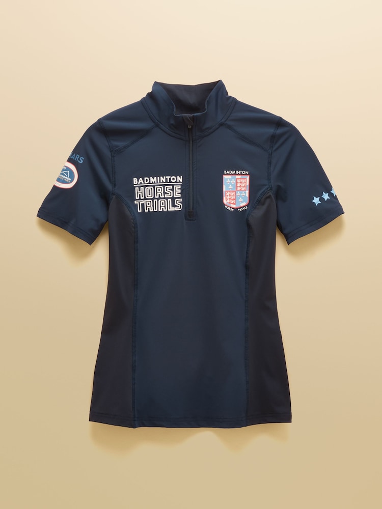 Joules Navy Official Badminton Horse Trials 1/4 Zip Active Top - Image 8 of 8 Joules Navy Official Badminton Horse Trials 1/4 Zip Active Top - Image 8 of 8