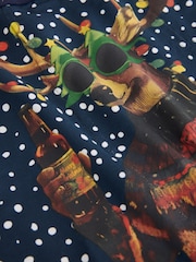 Blue Reindeer Novelty Christmas Cotton Rich Boxers - Image 4 of 5