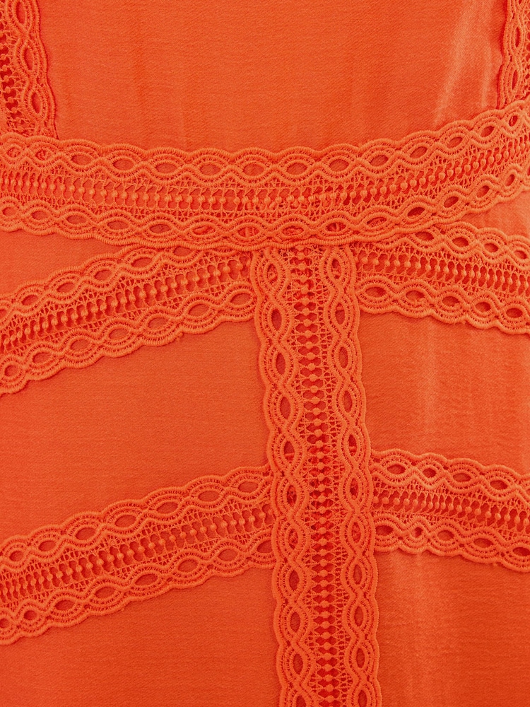 Love & Roses Orange Lace Drop Waist Sleeveless Midi Dress - Image 5 of 5 Love & Roses Orange Lace Drop Waist Sleeveless Midi Dress - Image 5 of 5