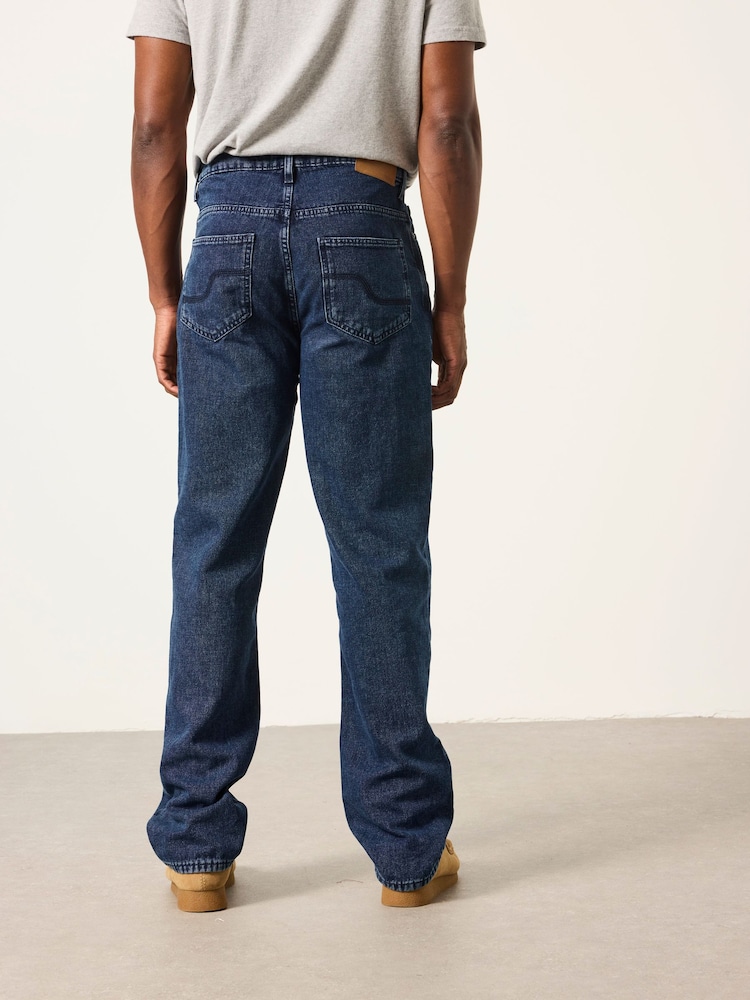 FatFace Indigo Blue Relaxed Straight Fit Canvas Weave Jeans - Image 2 of 7 FatFace Indigo Blue Relaxed Straight Fit Canvas Weave Jeans - Image 2 of 7