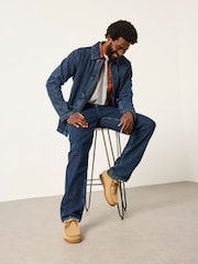FatFace Indigo Blue Relaxed Straight Fit Canvas Weave Jeans - Image 3 of 7