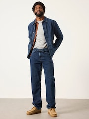 FatFace Indigo Blue Relaxed Straight Fit Canvas Weave Jeans - Image 4 of 7