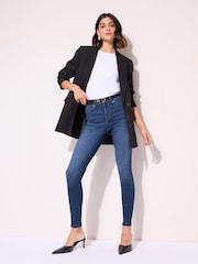 Friends Like These Mid Wash High Waisted Zip Front Jeggings - Image 1 of 5