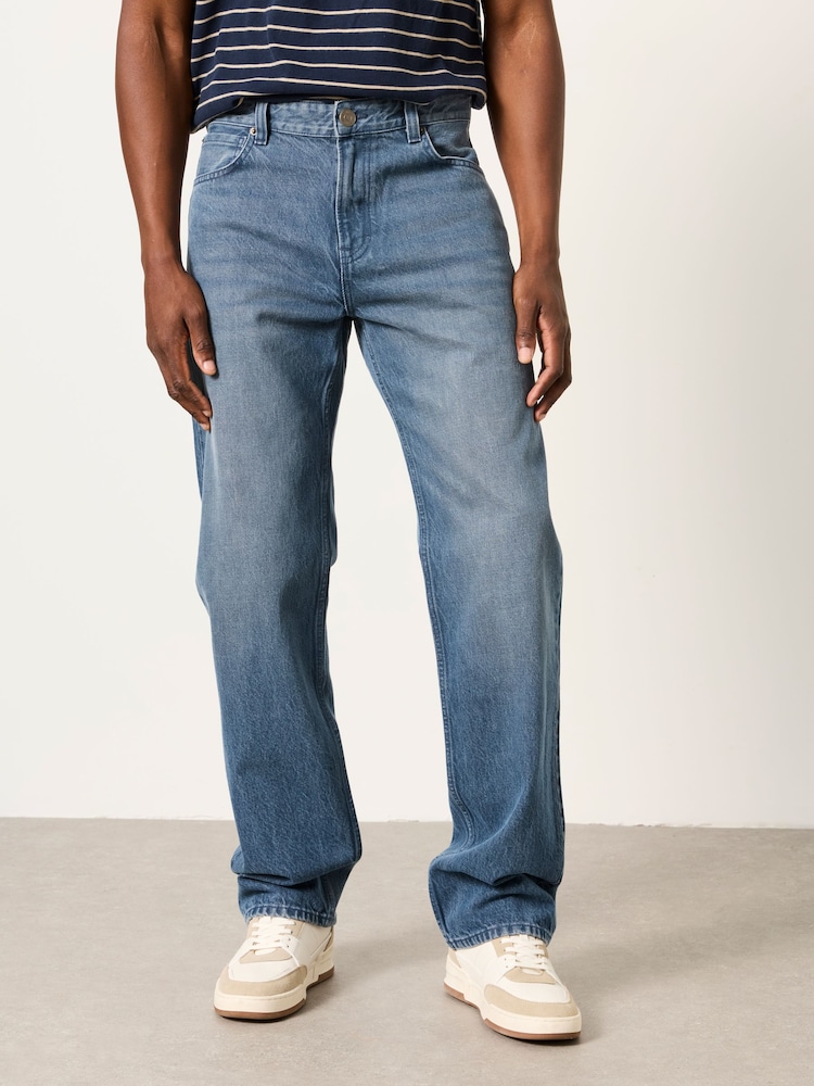 Орташа көк - FatFace Relaxed Straight Fit Jeans - 4суретінің 1 суреті