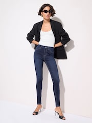 Friends Like These Dark Wash High Waisted Zip Front Jeggings - Image 1 of 4