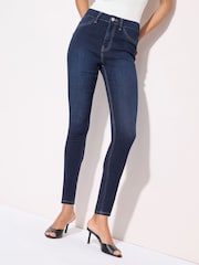 Friends Like These Dark Wash High Waisted Zip Front Jeggings - Image 2 of 4