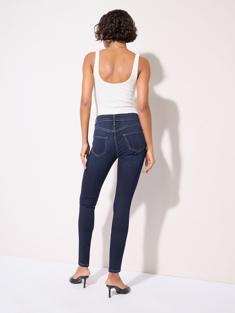Friends Like These Dark Wash High Waisted Zip Front Jeggings - Image 4 of 4