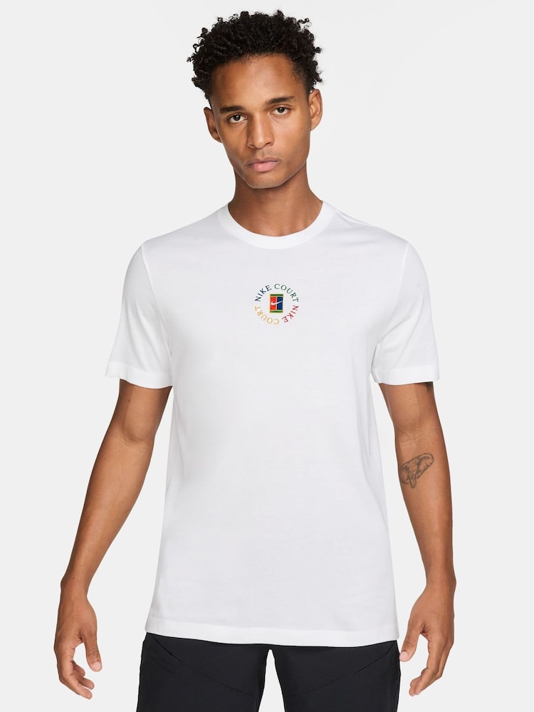 Nike White NikeCourt Dri-FIT Tennis T-Shirt - Image 1 of 3 Nike White NikeCourt Dri-FIT Tennis T-Shirt - Image 1 of 3