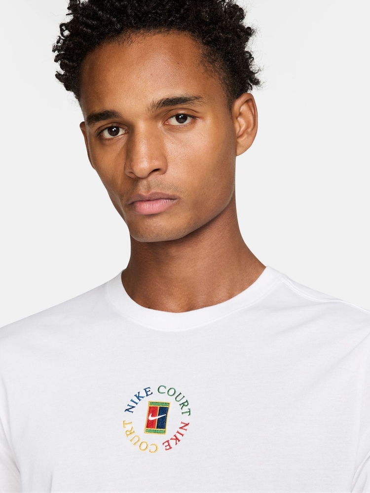Nike White NikeCourt Dri-FIT Tennis T-Shirt - Image 3 of 3 Nike White NikeCourt Dri-FIT Tennis T-Shirt - Image 3 of 3