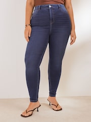 Friends Like These Mid Wash Curve High Waisted Zip Front Jeggings - Image 2 of 4