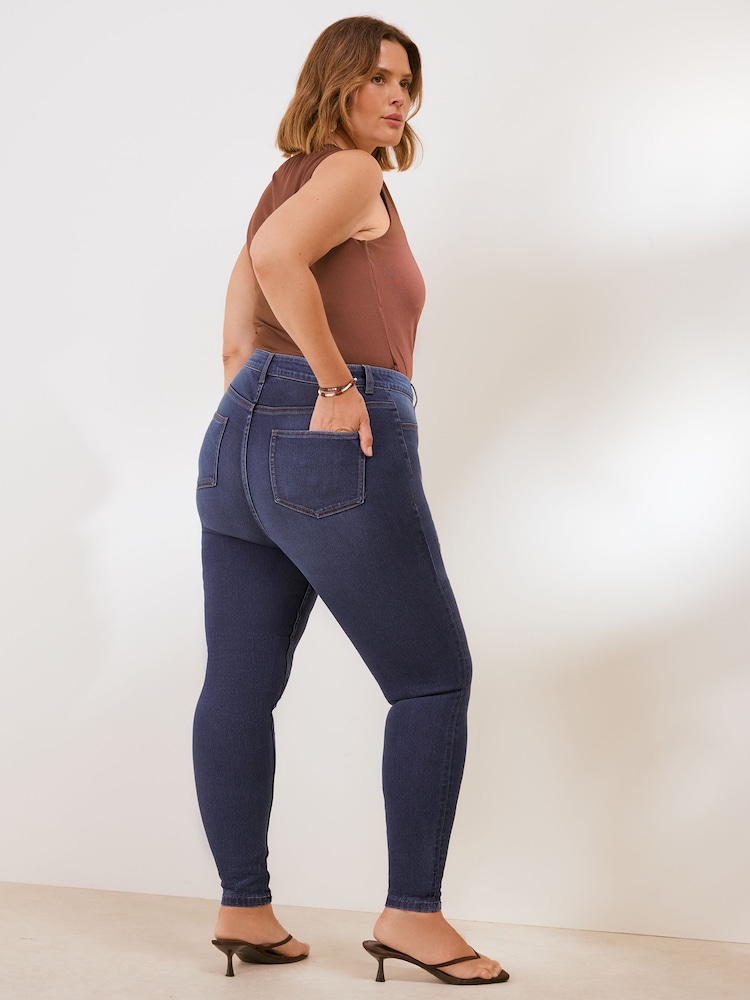 Friends Like These Mid Wash Curve High Waisted Zip Front Jeggings - Image 4 of 4