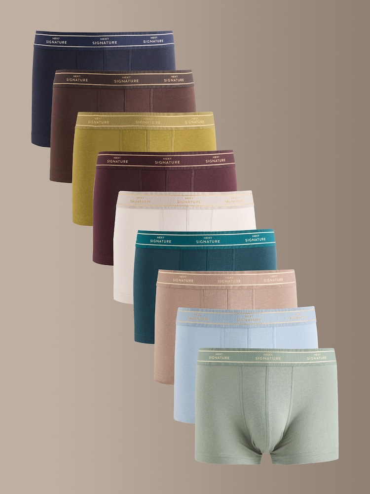 Blues/Grey Cotton Modal 10 pack Signature Hipster Boxers - Image 1 of 12 Blues/Grey Cotton Modal 10 pack Signature Hipster Boxers - Image 1 of 12
