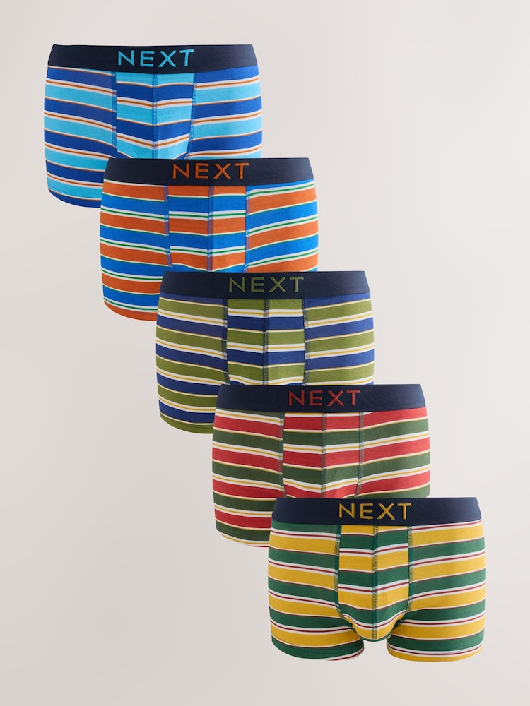 Rayé vert/bleu - Paquet 5 - Boxers hipster riches en coton - Image 1 de 9 Rayé vert/bleu - Paquet 5 - Boxers hipster riches en coton - Image 1 de 9