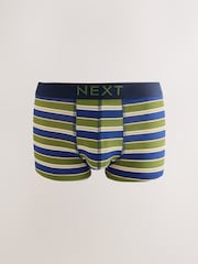 Rayé vert/bleu - Paquet 5 - Boxers hipster riches en coton - Image 4 de 9