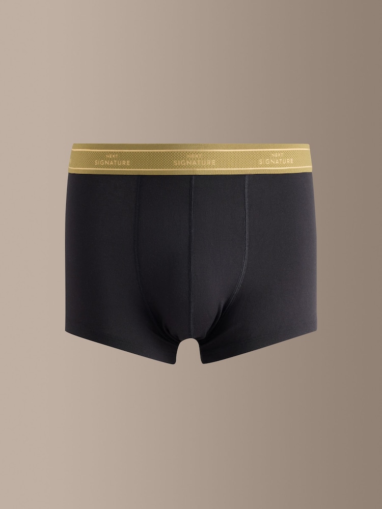 Black Cotton Modal 4 pack Signature Hipster Boxers - Image 2 of 8 Black Cotton Modal 4 pack Signature Hipster Boxers - Image 2 of 8