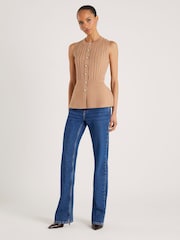 River Island Brown Short Length Sleeve Ribbed Peplum T-Shirt - Image 3 of 4