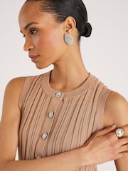 River Island Brown Short Length Sleeve Ribbed Peplum T-Shirt - Image 4 of 4