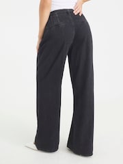 River Island Black Wide Leg Tie Front Denim Jeans - Image 4 of 4
