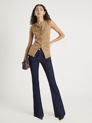 River Island Brown Tan Sleeveless Suedette Waistcoat - Image 3 of 4