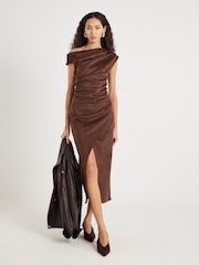River Island SL Suedette Drape Dress - صورة 1 من 4