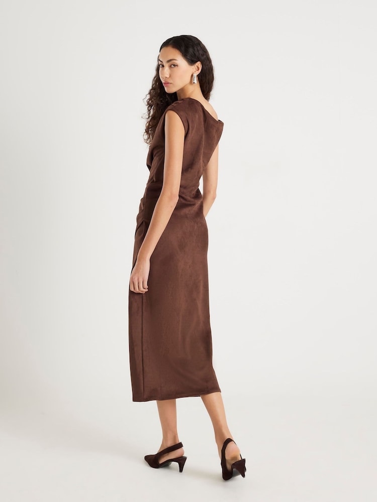 River Island SL Suedette Drape Dress - صورة 2 من 4