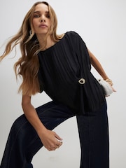 River Island Trim Front Satin T-Shirt - Bild 1 von 4