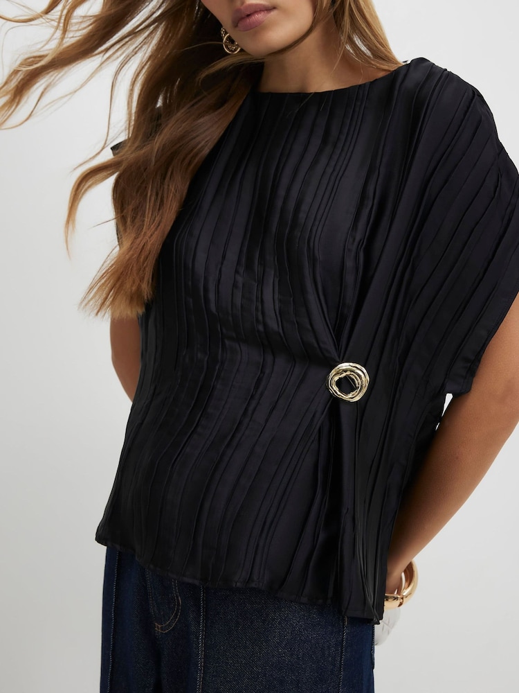 River Island Trim Front Satin T-Shirt - Bild 4 von 4