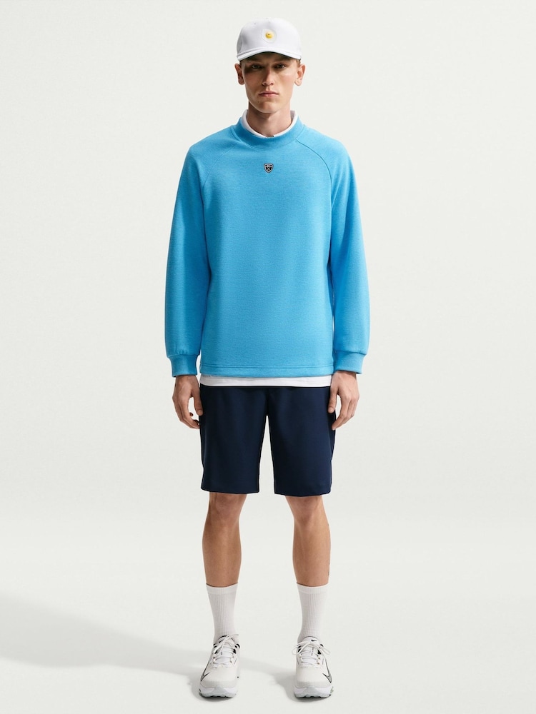 Nike Blue Par 5 Therma-FIT Golf Crew Neck Sweat Top - Image 1 of 3 Nike Blue Par 5 Therma-FIT Golf Crew Neck Sweat Top - Image 1 of 3