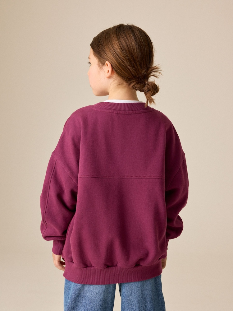 Berry Pink Sequin Heart Sweatshirt (3-16yrs) - Image 3 of 3 Berry Pink Sequin Heart Sweatshirt (3-16yrs) - Image 3 of 3