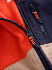 Orange/Navy Colourblock Zip Up Hooded Fleece Jacket (3-16yrs) - Image 4 of 5