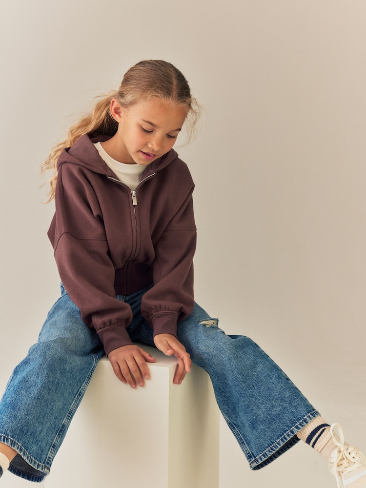 Chocolate Brown Zip Through Hoodie (3-16yrs) - Image 2 of 8 Chocolate Brown Zip Through Hoodie (3-16yrs) - Image 2 of 8