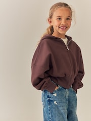 Chocolate Brown Zip Through Hoodie (3-16yrs) - Image 4 of 8