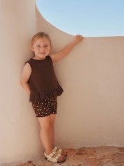 Brown Broderie Vest and Shorts Set (3mths-7yrs) - Image 2 of 6