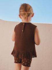 Brown Broderie Vest and Shorts Set (3mths-7yrs) - Image 3 of 6
