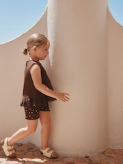 Brown Broderie Vest and Shorts Set (3mths-7yrs) - Image 4 of 6