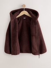 Schokoladenbraun - Fleecejacke mit Kapuze und Reißverschluss (3–16 Jahre) - Bild 2 von 7