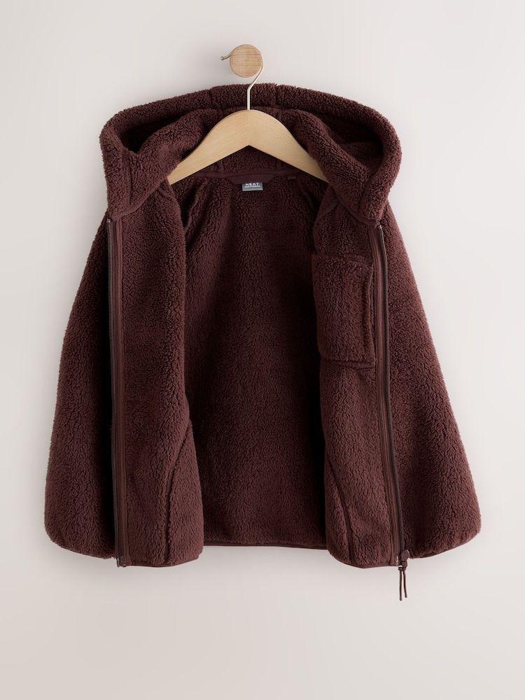 Schokoladenbraun - Fleecejacke mit Kapuze und Reißverschluss (3–16 Jahre) - Bild 2 von 7