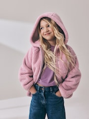 Pink Zip Up Hooded Fleece Jacket (3-16yrs) - Image 1 of 4