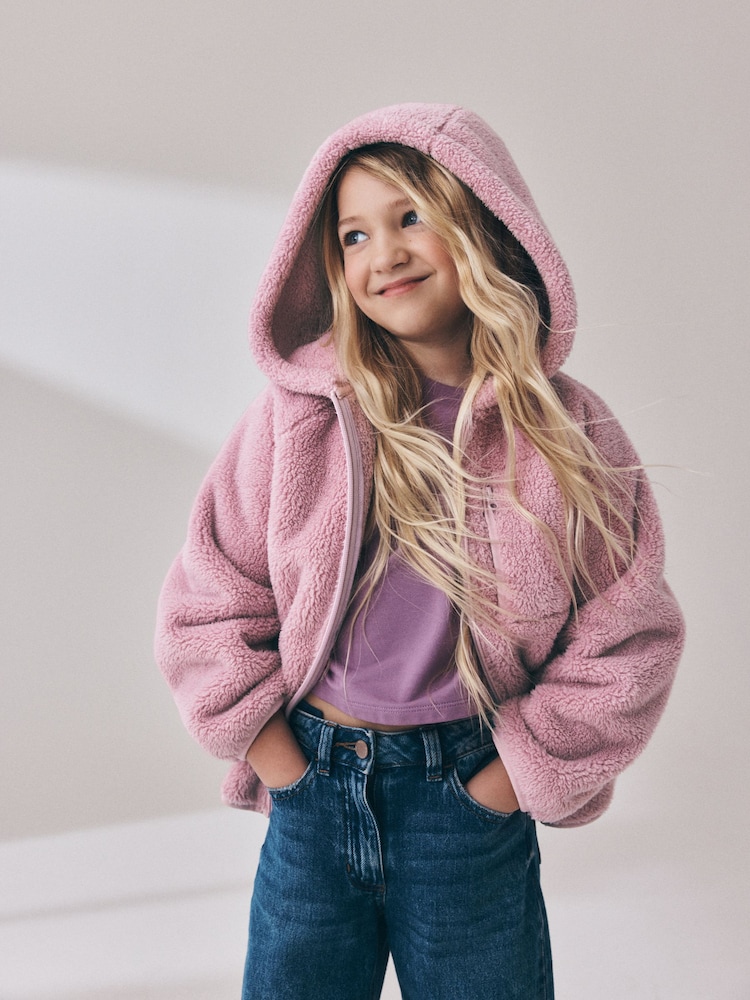 Pink Zip Up Hooded Fleece Jacket (3-16yrs) - Image 1 of 4