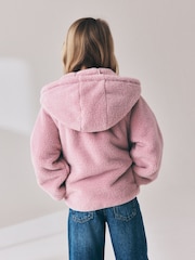 Pink Zip Up Hooded Fleece Jacket (3-16yrs) - Image 3 of 4