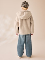 Neutral Zip Up Hooded Fleece Jacket (3-16yrs) - Image 3 of 4