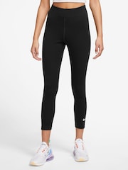 Nike Black Silver Sportswear Classic High-Waisted 7/8 Leggings - Image 1 of 5