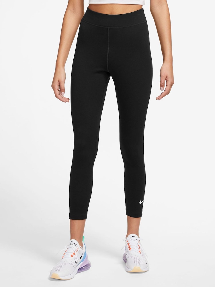 Nike Black Silver Sportswear Classic High-Waisted 7/8 Leggings - Image 1 of 5
