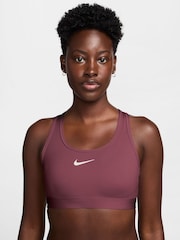 Nike Pink Smoke Swoosh Medium Support Padded Sports Bra - Image 1 of 3