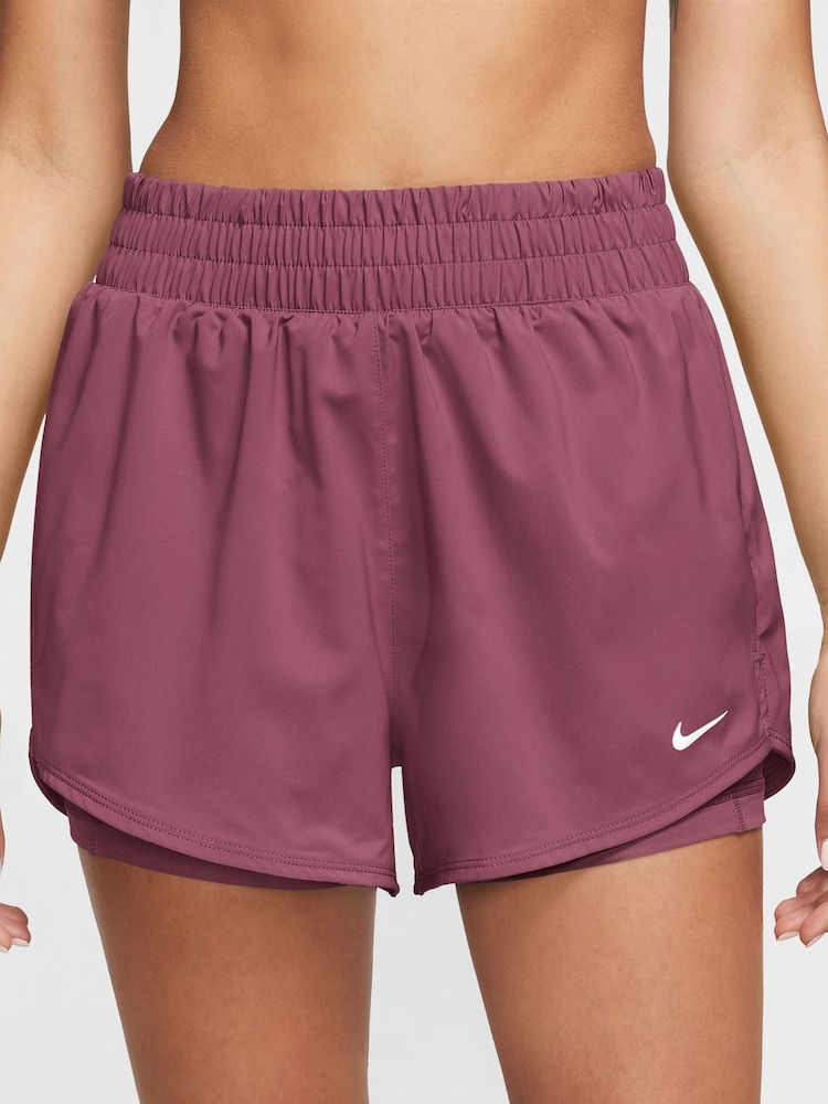 Nike Pink Smoke One Dri-FIT High-Waisted 3" 2-in-1 Shorts - Image 1 of 5 Nike Pink Smoke One Dri-FIT High-Waisted 3" 2-in-1 Shorts - Image 1 of 5