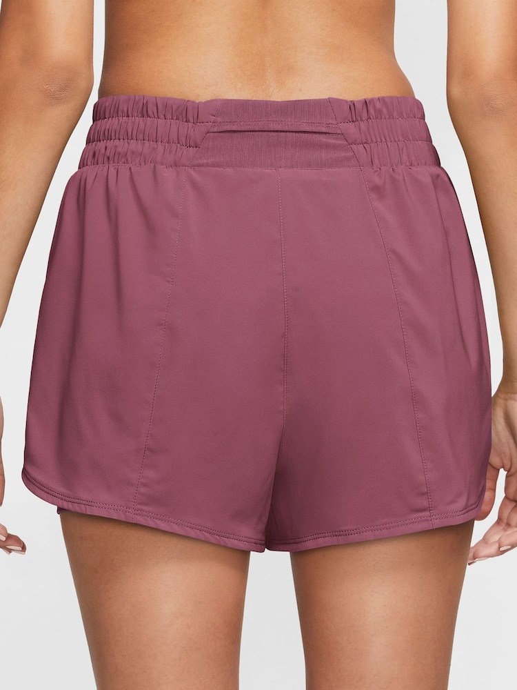 Nike Pink Smoke One Dri-FIT High-Waisted 3" 2-in-1 Shorts - Image 2 of 5 Nike Pink Smoke One Dri-FIT High-Waisted 3" 2-in-1 Shorts - Image 2 of 5