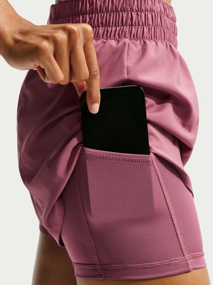Nike Pink Smoke One Dri-FIT High-Waisted 3" 2-in-1 Shorts - Image 6 of 6