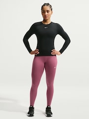 Nike Pink Smoke One Seamless Front High Waisted Full Length Leggings - Image 4 of 6