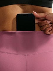 Nike Pink Smoke One Seamless Front High Waisted Full Length Leggings - Image 6 of 6
