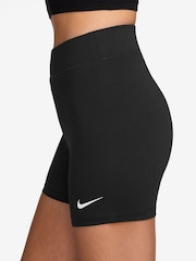 Nike Black Silver Sportswear Classic High-Waisted 5" Biker Shorts - Image 1 of 4